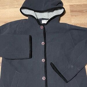 audrey Black Hooded Trench Coat vintage 100% wool